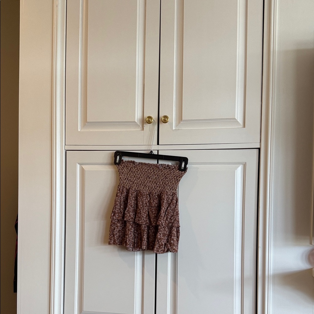 Brown Floral Ruffle Skirt